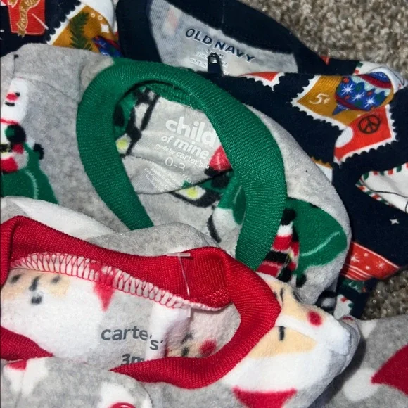 Baby Christmas Pajamas 0-3M 🎄 Carter’s Old Navy Holiday Sleeper Bundle 3pc - Picture 4 of 4